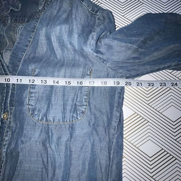 Cloth & Stone Button Shirt Wmns S Chambray Inside Pocket Unique Casual - Picture 8 of 9